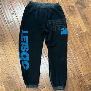 freecity Black Joggers with Blue Logo